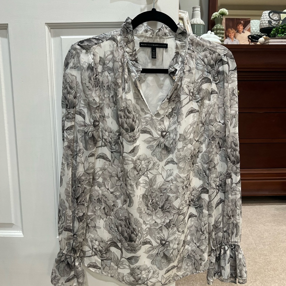 Floral Print Blouse - Black and White with some Sarkle